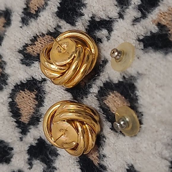 Vintage Gold Plated Love Knot Earrings - Picture 2 of 2